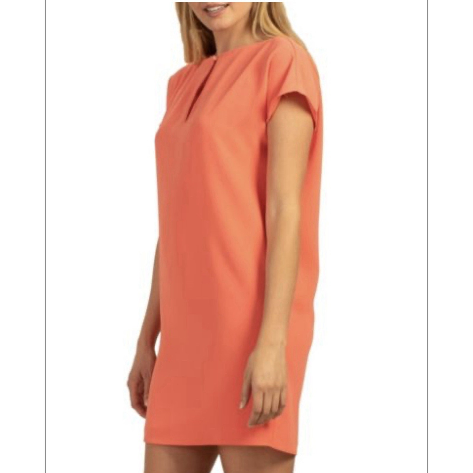 Trina Turk Women’s Sz Medium Coral Kaanapali Crepe Sheath Dress Summer Chic Nwt